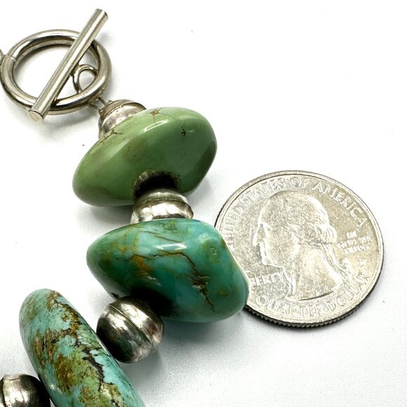 Native American Chunky Turquoise & Sterling Silver Bracelet — EUC - Picture 9 of 13